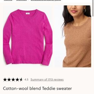 J. Crew Cotton-Wool Blend Teddie Sweater - heathered mixed berry